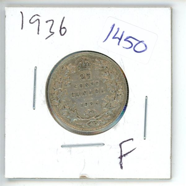 1936 Canadian 25 Cent Coin