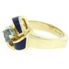 Image 5 : Vintage 14K Yellow Gold FINE Aquamarine & Blue Enamel Trinity Knot Cocktail Ring