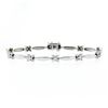 Image 1 : 18K White Gold 7" 1.50 ctw Floral Diamond Cluster & Marquise Bar Link Bracelet