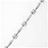 Image 5 : 18K White Gold 7" 1.50 ctw Floral Diamond Cluster & Marquise Bar Link Bracelet