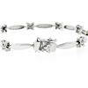 Image 7 : 18K White Gold 7" 1.50 ctw Floral Diamond Cluster & Marquise Bar Link Bracelet