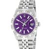 Image 2 : Rolex Mens Stainless Steel 36MM Purple Index Pyramid Diamond Datejust Wristwatch