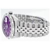 Image 7 : Rolex Mens Stainless Steel 36MM Purple Index Pyramid Diamond Datejust Wristwatch