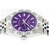 Image 8 : Rolex Mens Stainless Steel 36MM Purple Index Pyramid Diamond Datejust Wristwatch