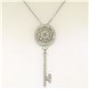 Image 3 : 14K White Gold .45 ctw Round Brilliant Diamond Wheel Key Pendant & 16" Chain