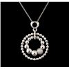 Image 1 : 0.12 ctw Diamond Pendant With Chain - 14KT White Gold