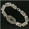 Image 9 : 10k White Gold Filigree Link Bracelet w/ Marquise Sim Sapphire