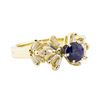 1.60 ctw Blue Sapphire And Diamond Ring - 14KT Yellow Gold