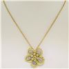 Image 4 : 18k Yellow and White Gold 1.22 ctw Diamond Cluster Flower Pendant Necklace