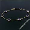 Image 5 : 14kt Yellow Gold 5.25 ctw Bezel Set Amethyst by the Yard Cable Link Chain Bracel