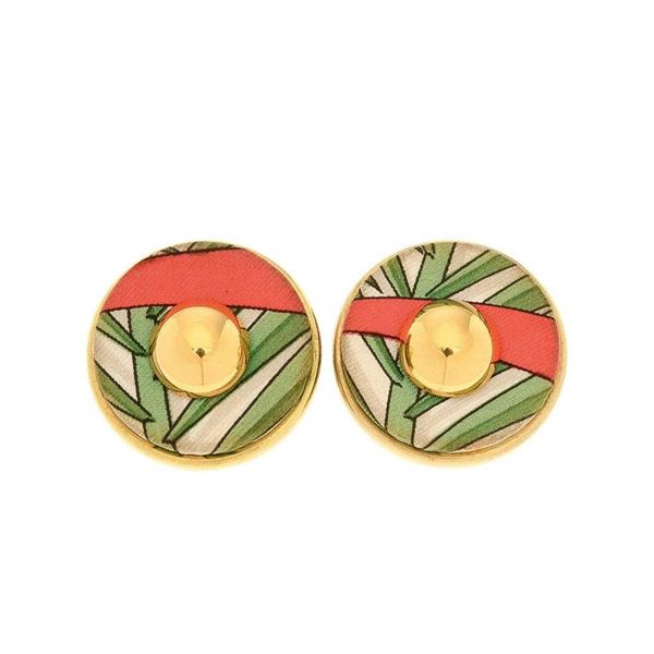 Hermes Gold Silk Clip-on Earrings