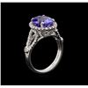 Image 4 : 3.96 ctw Tanzanite and Diamond Ring - 14KT White Gold