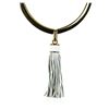 Image 2 : Leather Tassel Pendant Necklace - Rhodium Plated