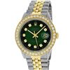 Image 2 : Rolex Mens 2 Tone 18K Green Vignette 2.5 ctw Diamond Datejust Wristwatch 36MM