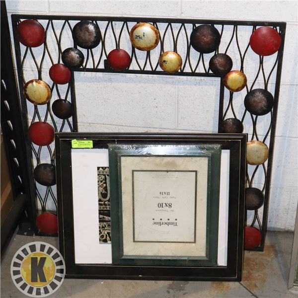 LOT OF 3 PICTURE FRAMES WOOD GRAIN / METAL