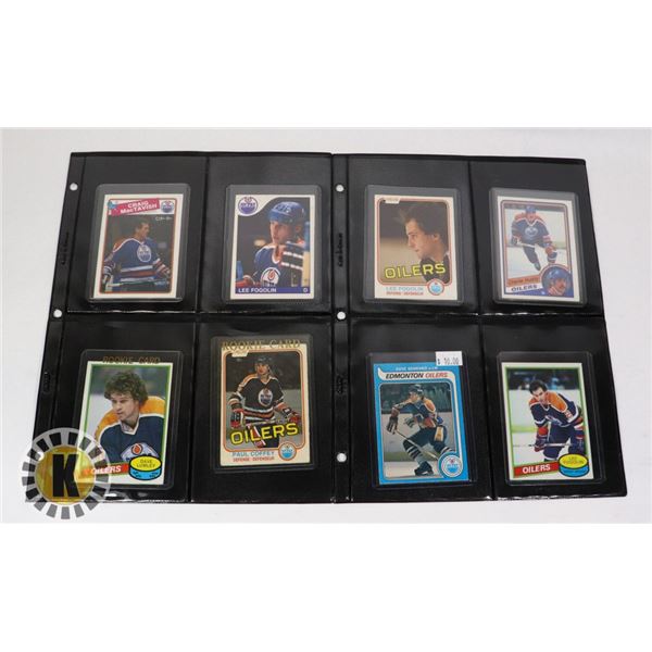 x8 VINTAGE VARIOUS EDMONTON OILERS HOCKEY CARDS