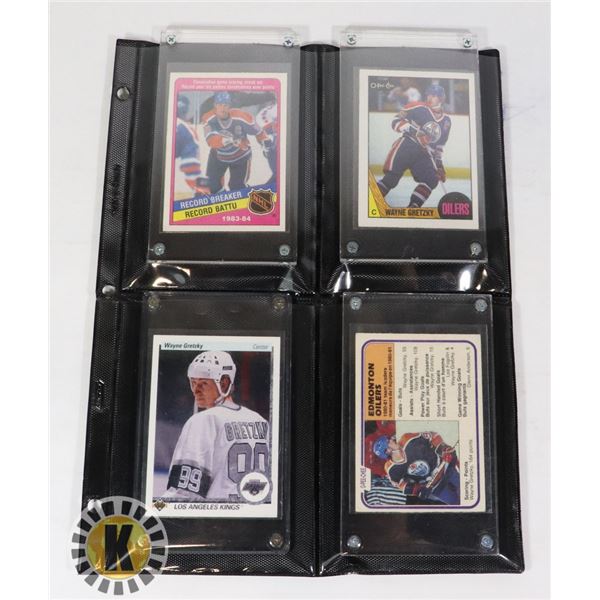 x4 OLD WAYNE GRETZKY HOCKEY CARDS IN HOLDERS