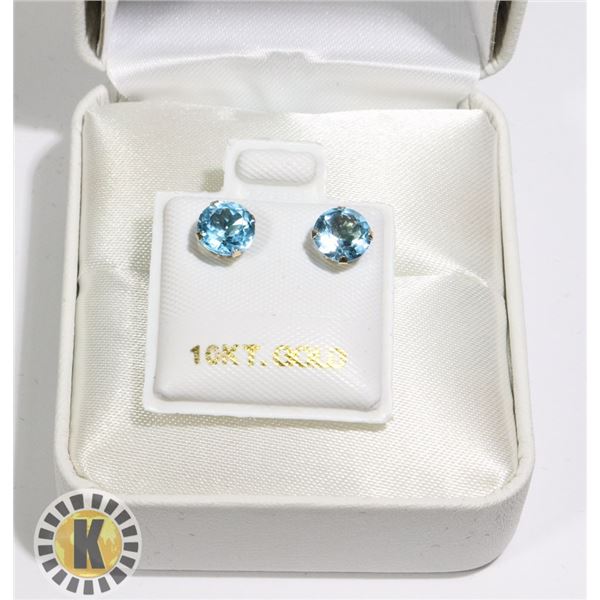YELLOW GOLD BLUE TOPAZ(1.6CT)  EARRINGS