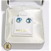 Image 1 : YELLOW GOLD BLUE TOPAZ(1.6CT)  EARRINGS