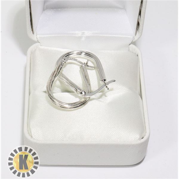 SILVER U SHAPED HOOP EARRINGS