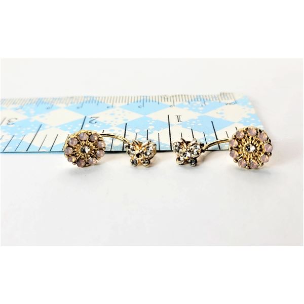 26)GOLD TONE WITH CLEAR AND PINK CRYSTAL