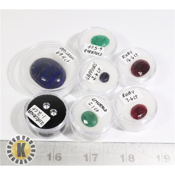 x7 GENUINE RUBY EMERALD SAPPHIRE LAPIS LAZULI