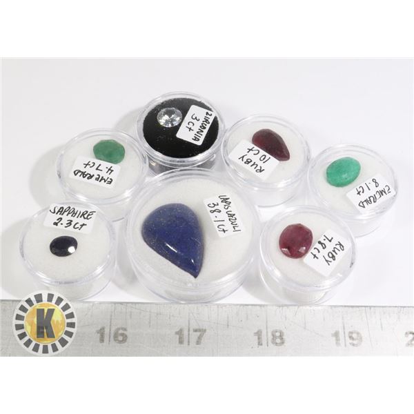 x7 GENUINE RUBY EMERALD SAPPHIRE LAPIS LAZULI