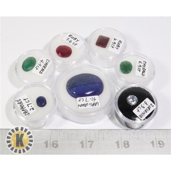 x7 GENUINE RUBY EMERALD SAPPHIRE LAPIS LAZULI