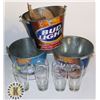 Image 1 : LOT OF 3 BEER BUCKET WITH 4 GLASSES