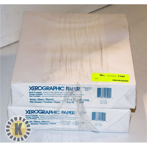2 PRINTER PAPER 500 SHEETS XEROX 8.5” X 11”