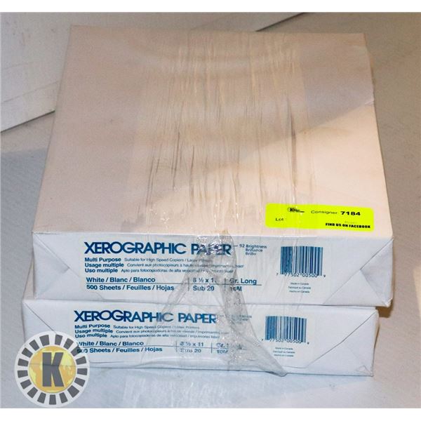 2 PRINTER PAPER 500 SHEETS XEROX 8.5” X 11”