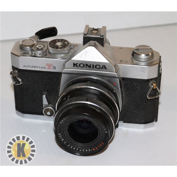 VINTAGE 35MM CAMERA BODY /W LENS – KONICA T3