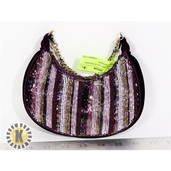 LIZ CLAIBORNE VELVET BEADED EVENING HANDBAG