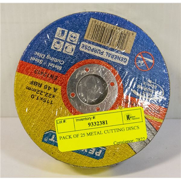 PACK OF 25 METAL CUTTING DISCS