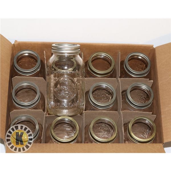 CASE OF 12 ONE LITER MASON JARS