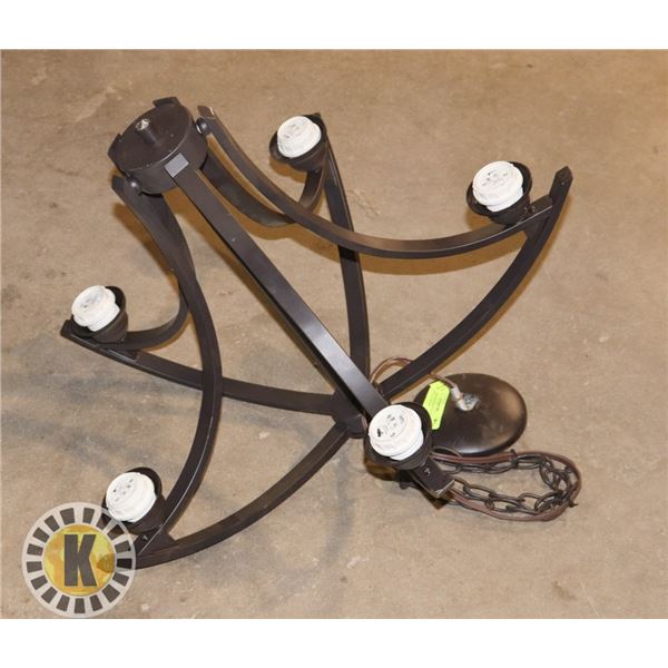 CHANDELIER LIGHT FIXTURE; BROWN; NO BULBS