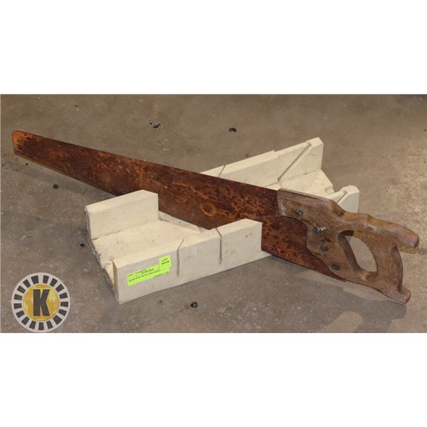 MITRE BOX WITH USED HAND SAW