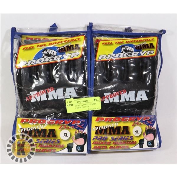 2 PACKS OF XL  APPROVED MMA MARTIAL ARTS GLOVES