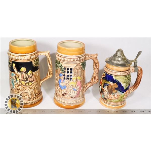 BUNDLE OF ANTIQUE BEER STEINS