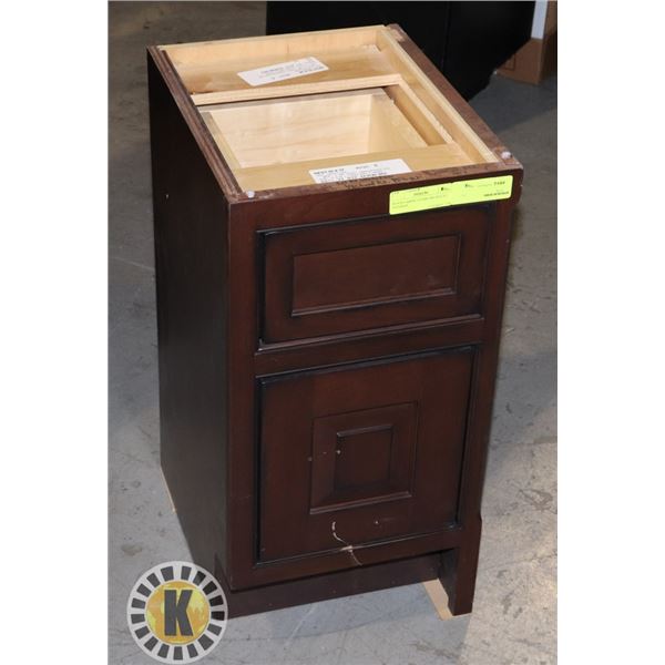 WOOD CABINET DARK BROWN NO HANDLES