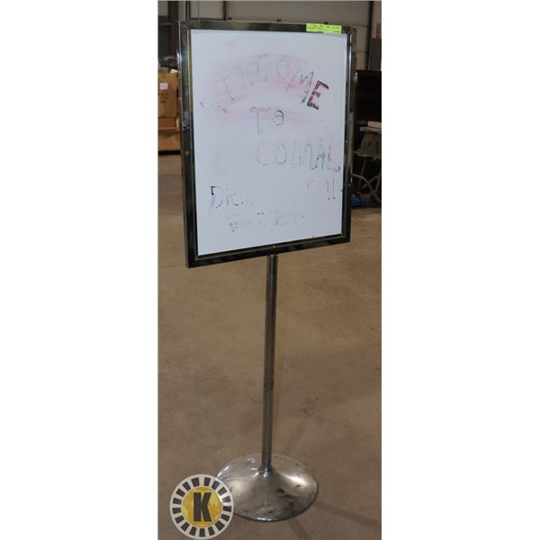 WRITING BOARD WITH UPRIGHT SILVER STAND