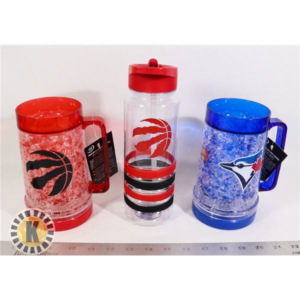 BAG OF SPORT TEAM THEMED WATER BOTTLE AND CUPS