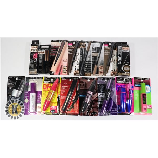 BAG OF ASSORTED MAYBELLINE COSMETIC PRODUCTS
