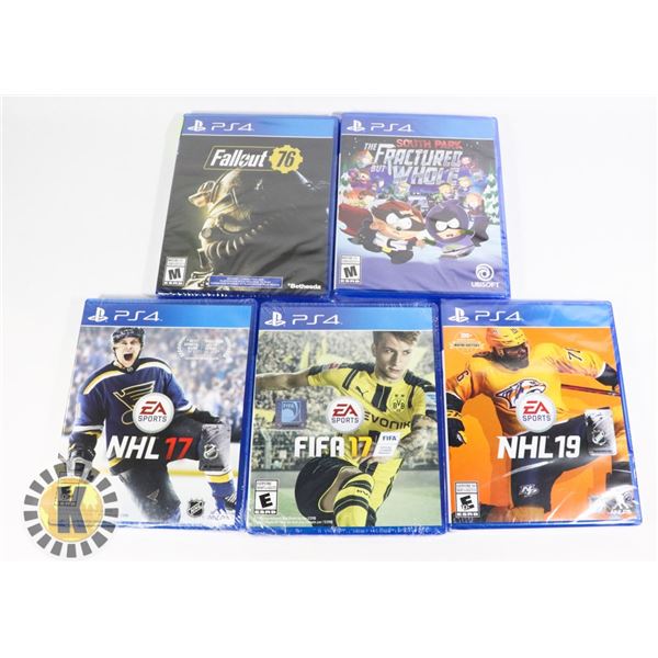 BUNDLE OF 5 NEW PLAYSTATION 4 GAMES