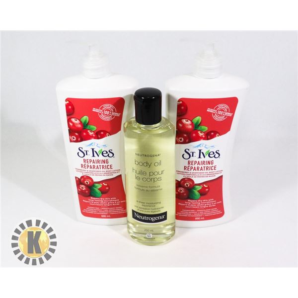 ST.IVES BODY WASH & NEUTROGENA BODY OIL