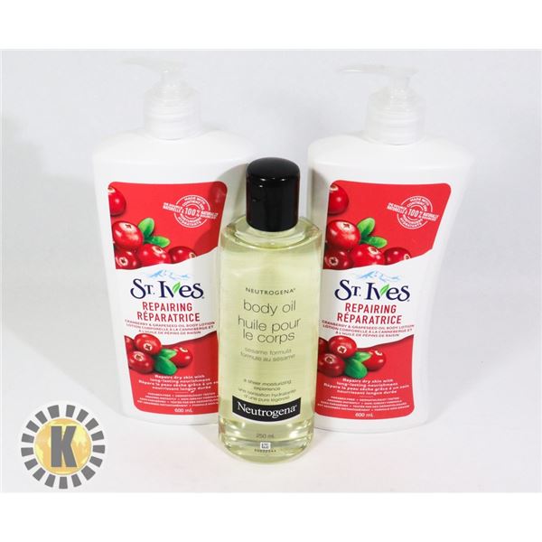 ST.IVES BODY WASH & NEUTROGENA BODY OIL
