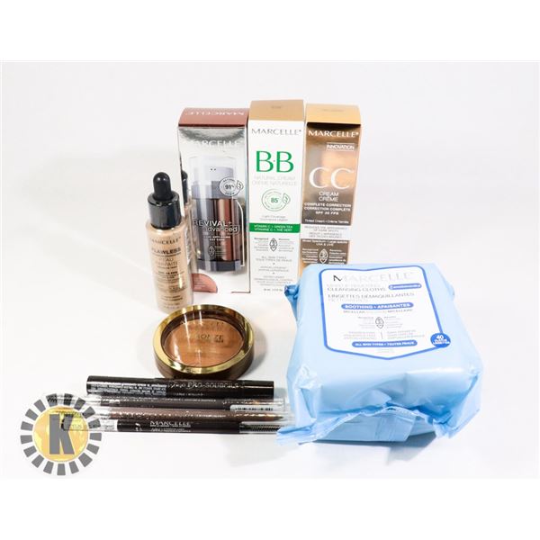BAG OF NEW ASSORTED MARCELLE COSMETIC ITEMS