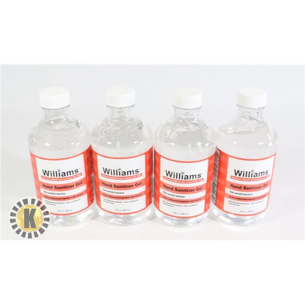 BAG OF 8 FL OZ WILLIAMS HAND SANITIZER GEL