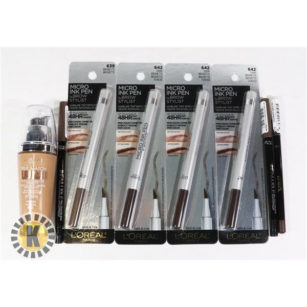 BAG OF MAKE-UP FOUNDATION AND INK PEN