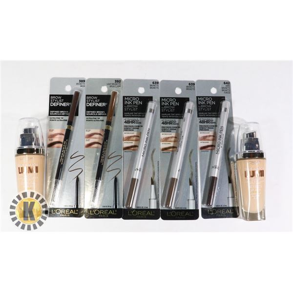 BAG OF MAKE-UP FOUNDATION AND INK PEN